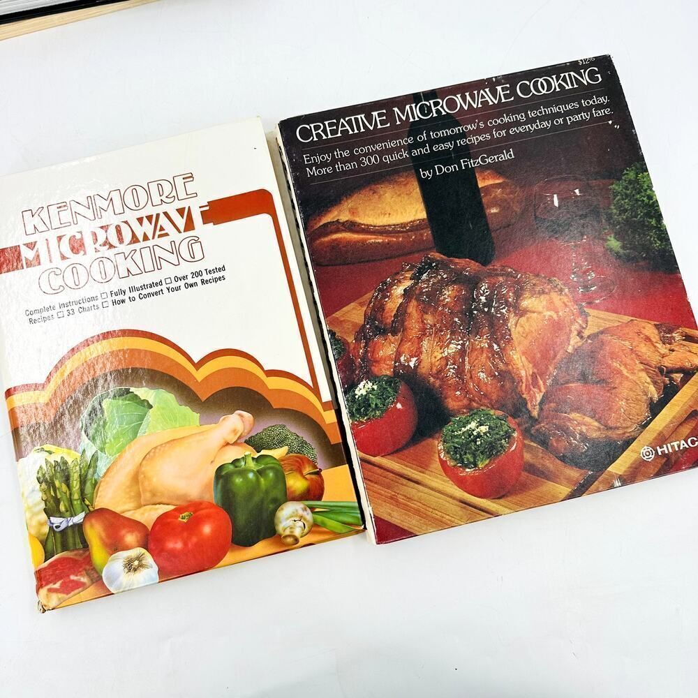 Vintage Microwave Cookbook Lot KENMORE Creative MICROWAVE Cooking Hitachi Japan